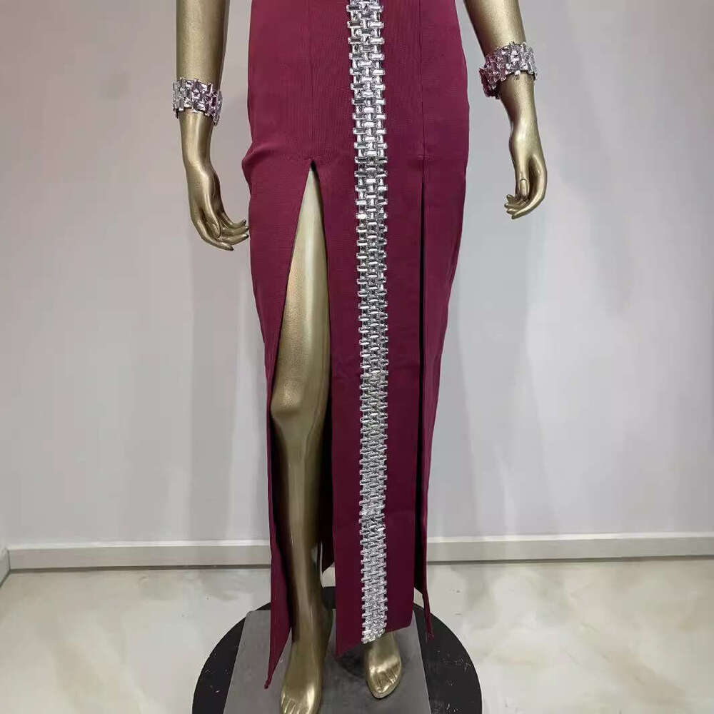 Maxi Dress INS Bandage Strapless Diamond Chain Suspender Bracelet Three Piece Set Dress Formai Dress