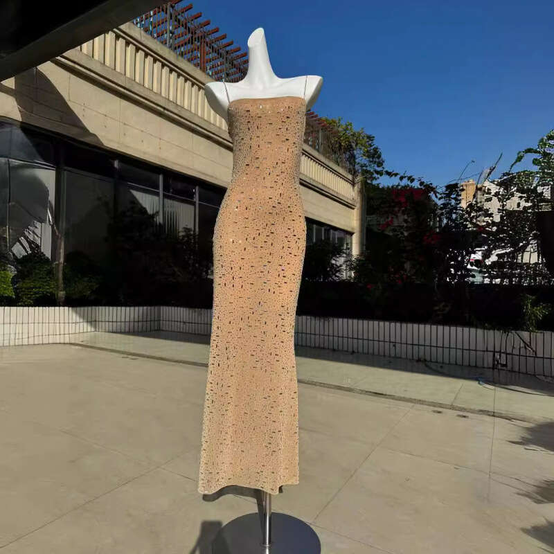 Maxi Dress High End Nude Sparkling Sequin Suspender High End Light Luxury Niche Banquet Sexy Birthday Dress Long Skirt Formai Dress
