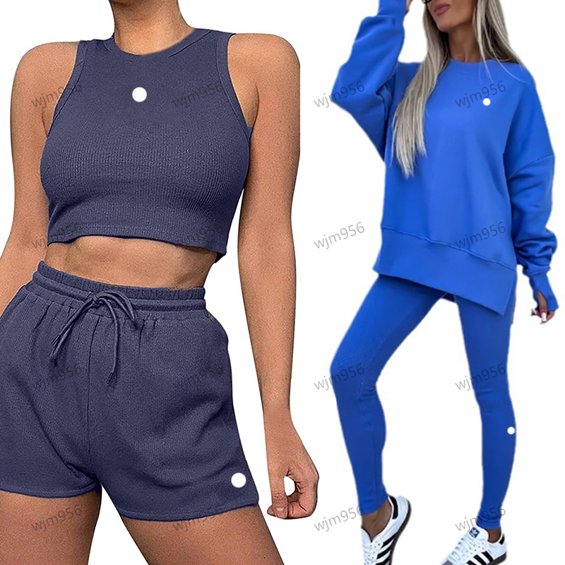 workout clothes women yoga shorts sleeveless vest set sports shorts two-piece set Short sleeve flared pants gym set dance studio pants Hoodie leggings active wear