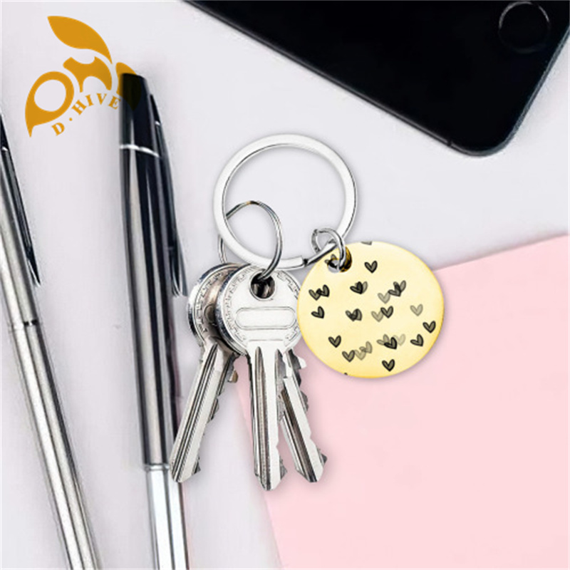 fashion Stainless steel keychain (double-sided laser engraving) 3x3cm suitable for pet accessories.