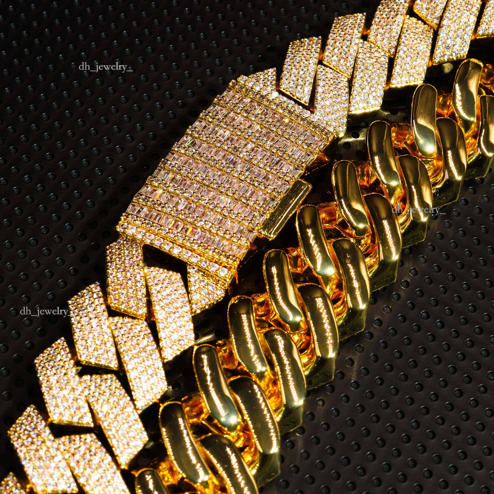 Gra Certificated Vvs Moissanite Hip Hop Jewelry Solid Sier Rapper Necklace Gold Plated Grown Dia 20mm 20in Link Chain