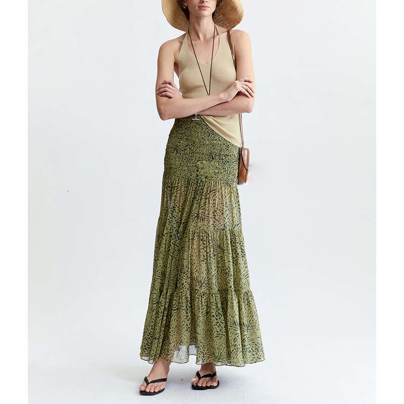 UNI/Exquisite _ Mulberry Silk Qiaoqi Dry and Elegant Paris Leopard Simake Dress Half Skirt