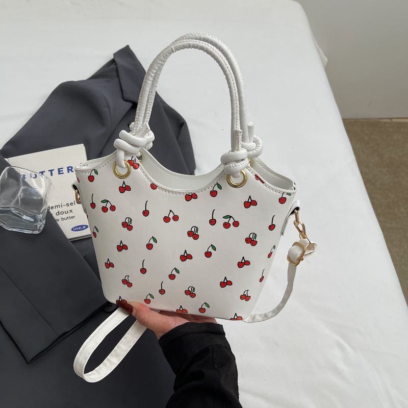 Free Delivery Designer Bag Trendy Girl Hand Fashionable Commuter Cherry Tote Niche Printed Texture Shoulder Underarm Luxury Bag