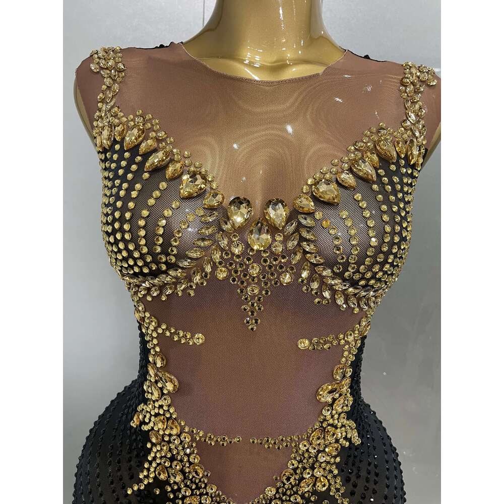 Sexy Sparkly Rhinestones Sleeveless Long Dress 2025 New Women Birthday Celebrate Evening Photo Shoot Stage Performance Costume