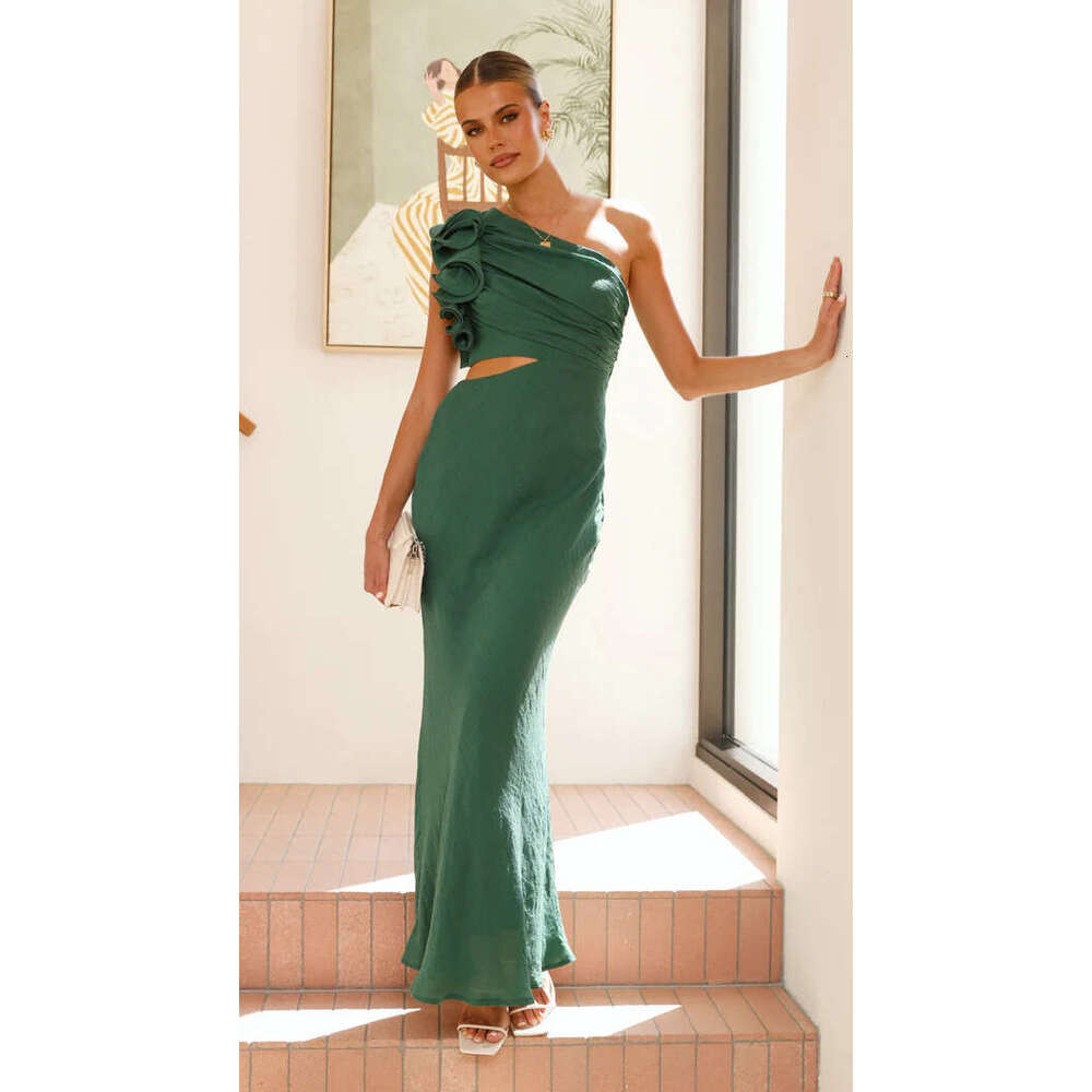 Maxi Dress Year Summer New Fashionable Single Shoulder Slim Fit Dress KQ