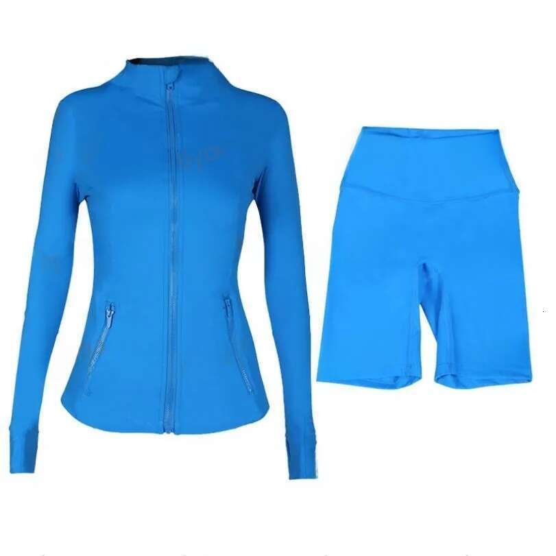 Women Designer Yoga Set Jacket Flared Gym Outdoor Sports Zippered Slim Fit Running Top Workout Shorts Leggings Tracksuits Activewear Fitness Clothes A