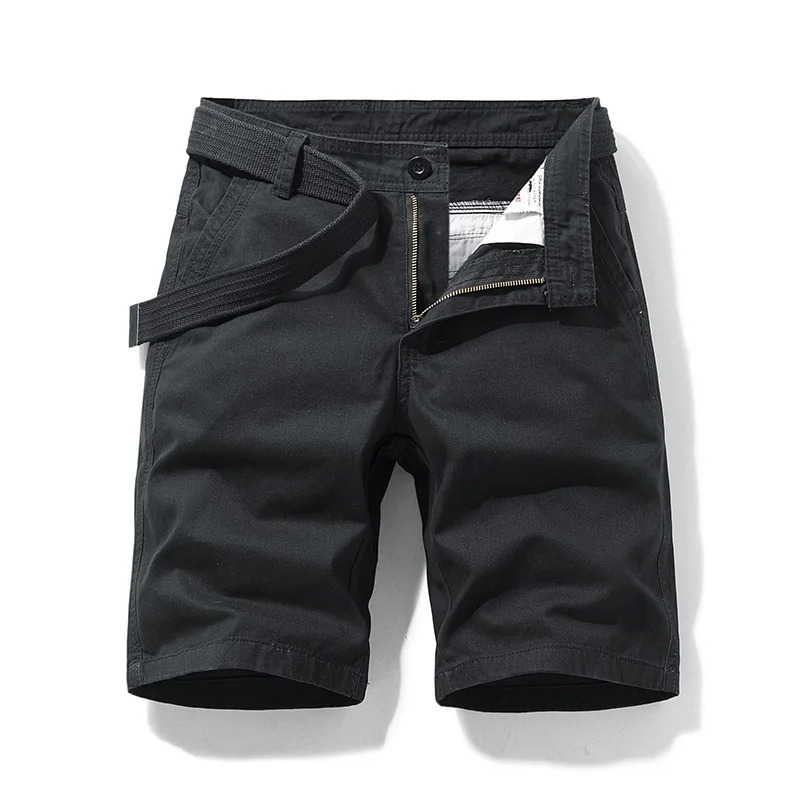 Summer thin multi pocket pure cotton workwear shorts mens oversized loose straight leg five point casual over knee beach shorts 250517