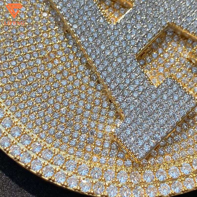 Custom 925 Silver Moissanite Pendant Full VVS Iced Diamond 14K 18K Gold Plated Hip Hop Style Circle Pendant Men Gra Certificate