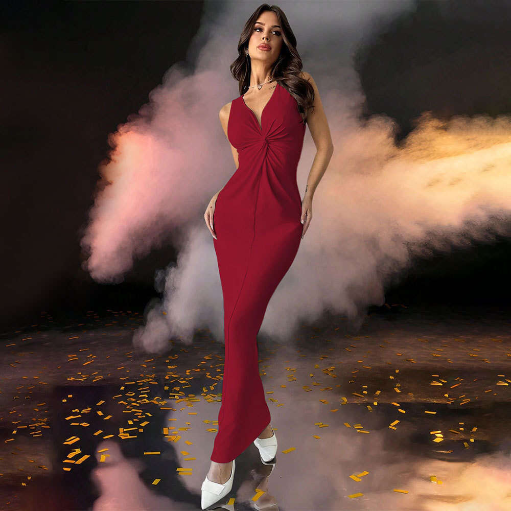 2024 Summer Sexy Deep V Sleeveless backless Evening Fashion Dress for Women