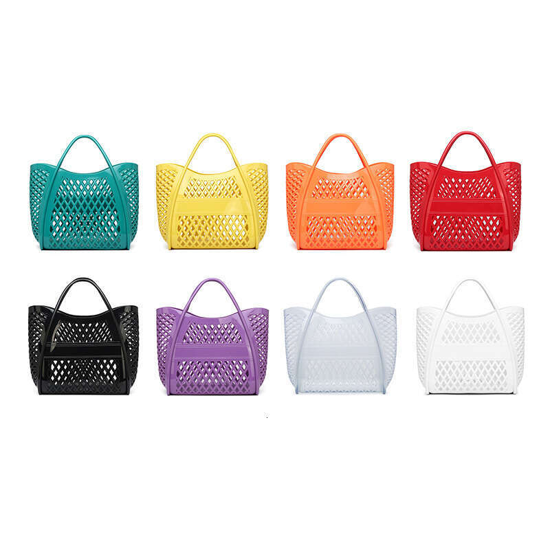 new handbag pvc jelly shopping beach bag bath and wash large capacity hollow out handheld vegetable basket