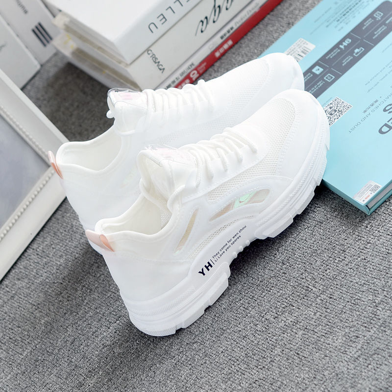 New breathable mesh sports women's hollow leisure basic student flat shoes designer fashionable daily commuting white small shoes