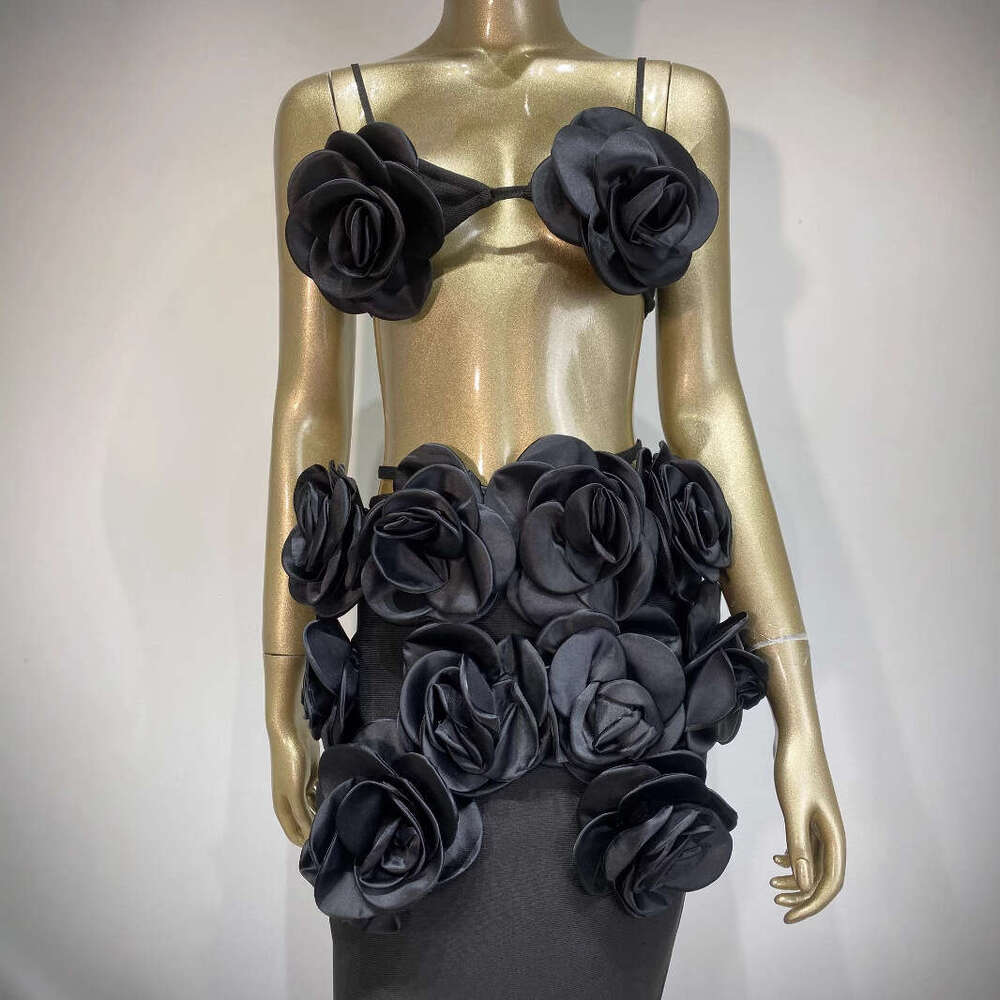 Maxi Dress Bandage Floral Top Long Sexy Two Piece Set Beach Party Skirt KQ