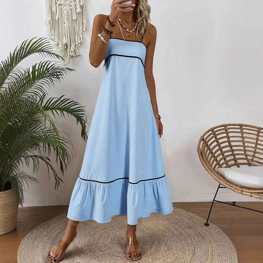 Maxi Dress Women S Summer Dress Sweet Solid Color Strap Skirt New Product KQ