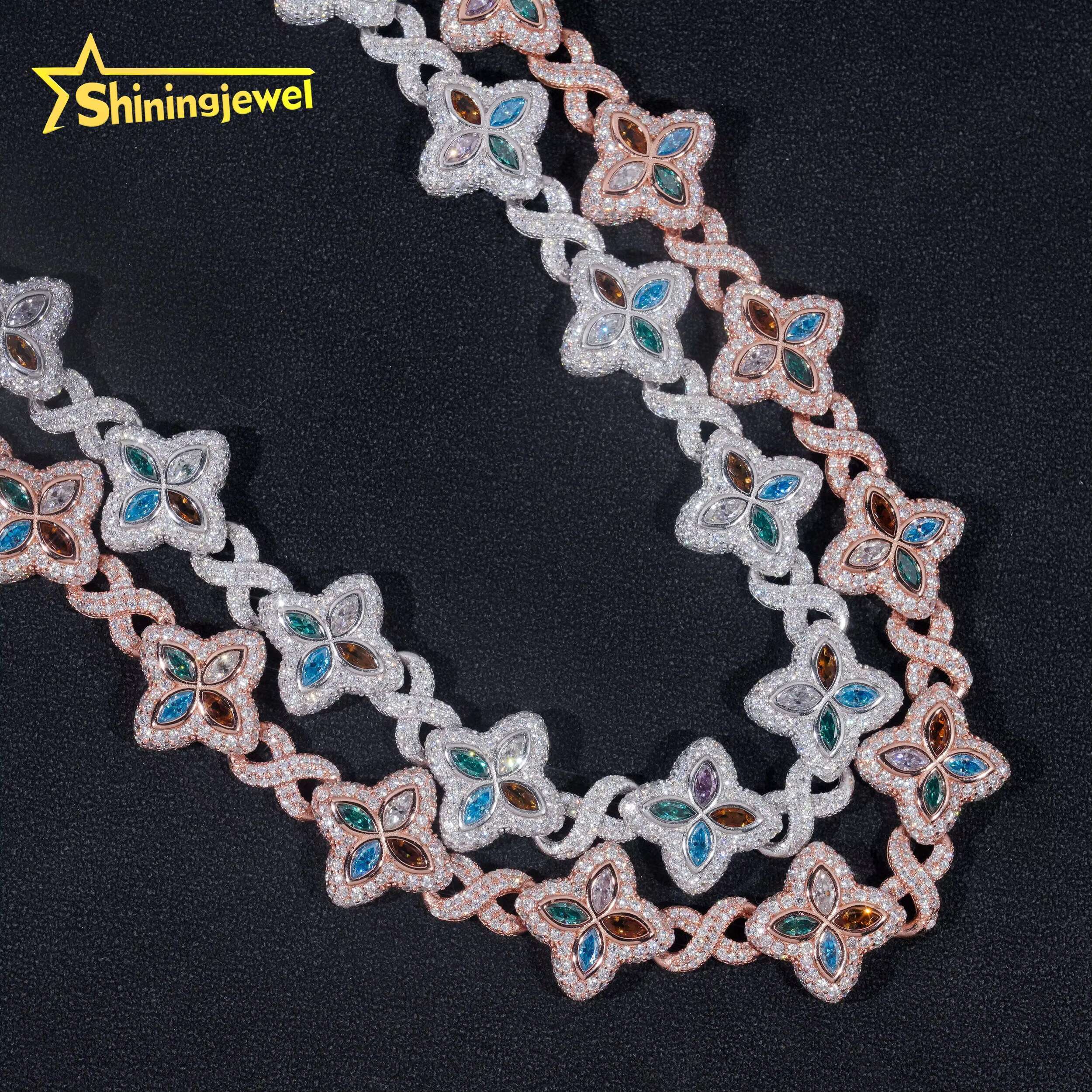 New Luxury Man Rapper Style Jewelry Iced Out 925 Silver Hip Hop VVS1 Moissanite Diamond Infinity Miami Clover Cuban Link Chain