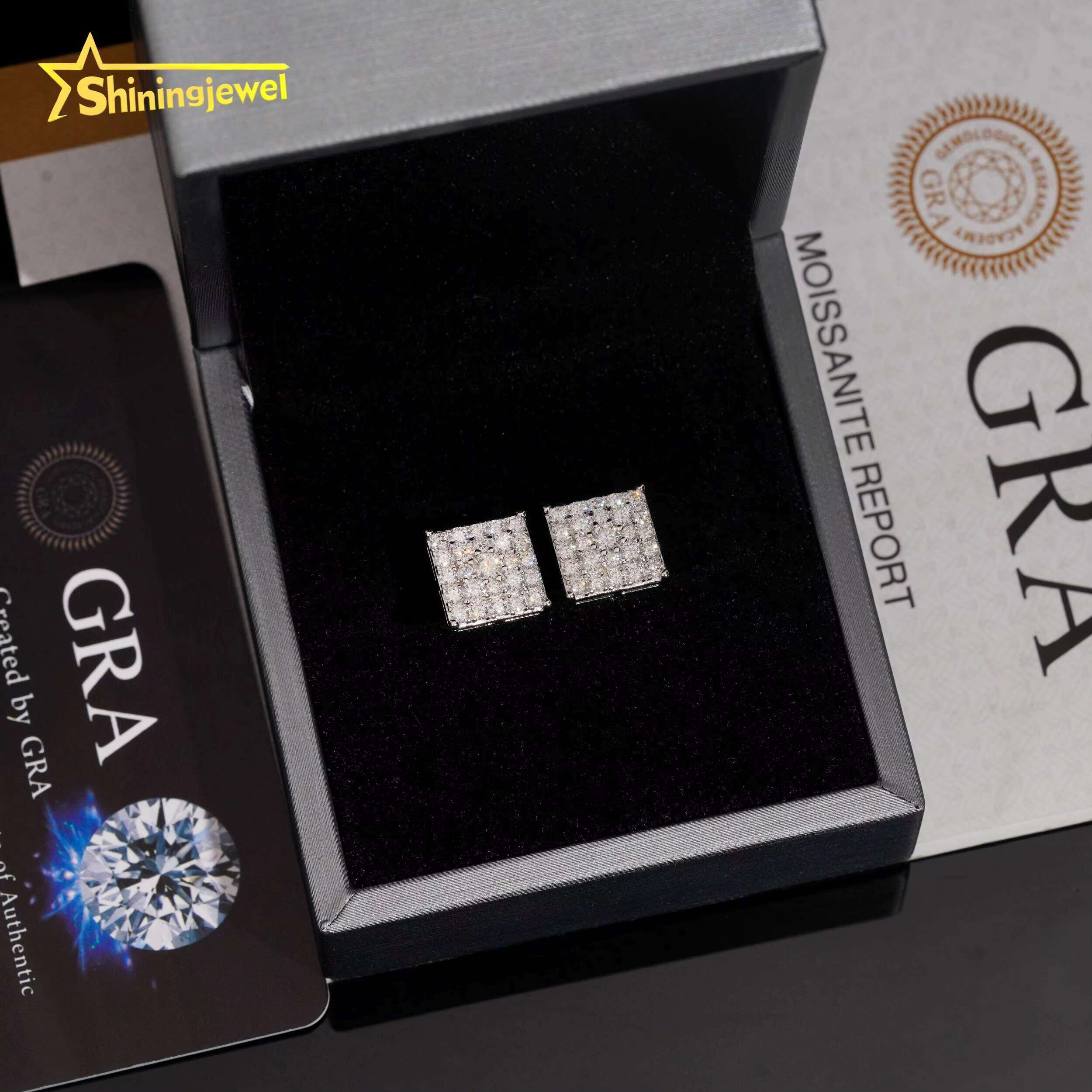 Hot Luxury Diamond Jewelry Pass Tester Stocks 925 Sterling Silver VVS Custom Sparkling Moissanite Stud Earring Men Earrings