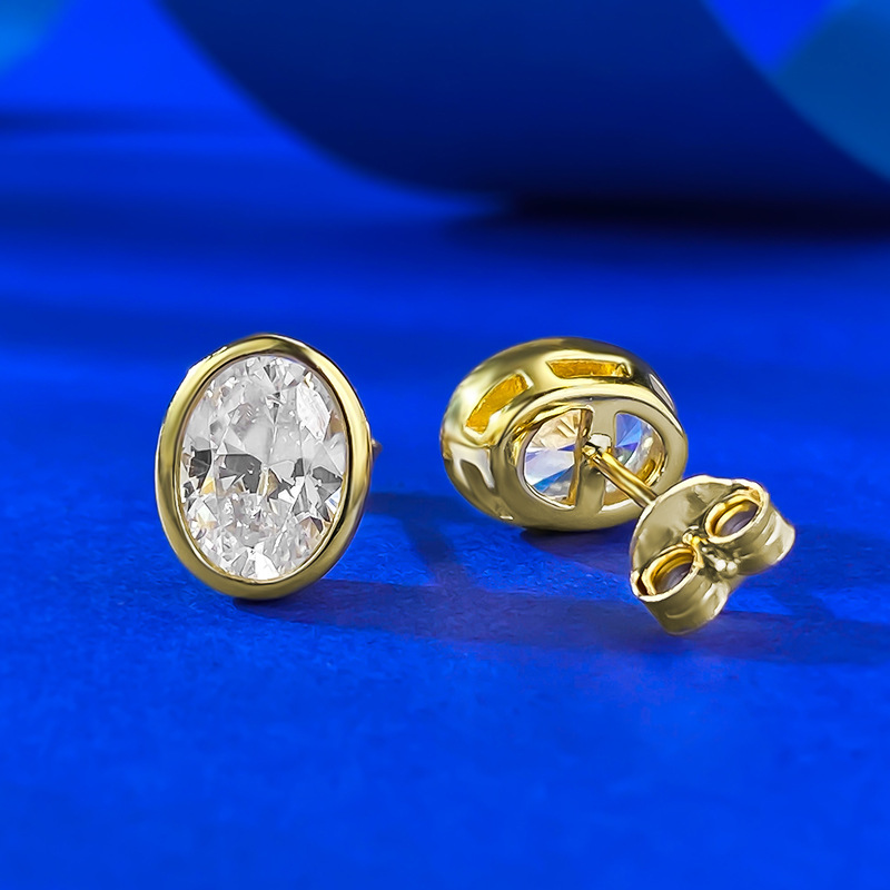 Choucong Brand Classical Jewelry Stud Earrings Genuine 100% 925 Sterling Silver 18k Gold Oval Cut White Moissanite Diamond Women Fashion Wedding Earri