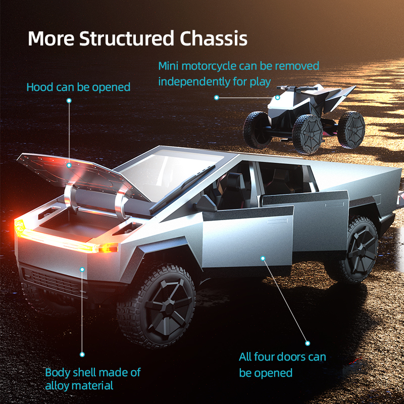 JJRC C8817 RC Car Full Scale Alloy Remote Control Simulation Vehicle With In Car Motorcycle Alloy Pickup Truck Anti Collision Anti Drop 2.4G Wireless 