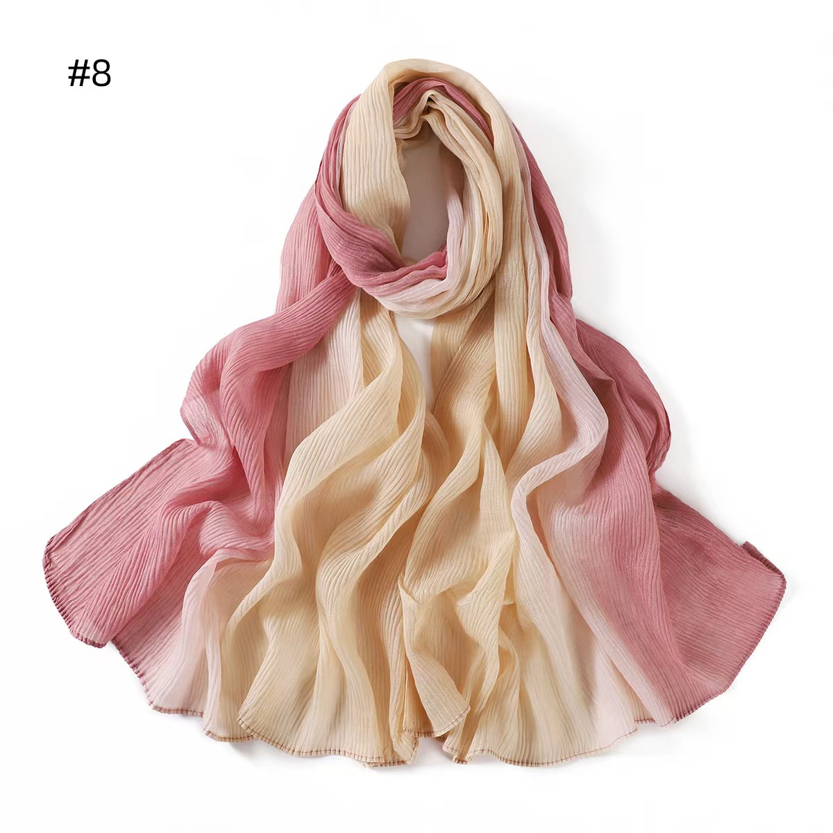T743 Spring and Summer Gradient Color Cotton and Linen Long Scarf Cotton and Linen Scarf Travel Sunscreen Shawl