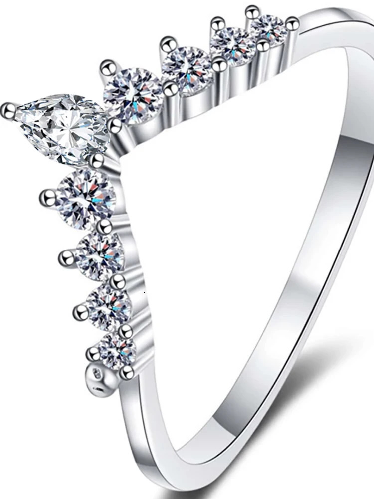 925 Sterling Silver Simplicity Classic V-Shaped Water Droplet Ring For Women Engagement Wedding High Quality Fine Jewelry 250515