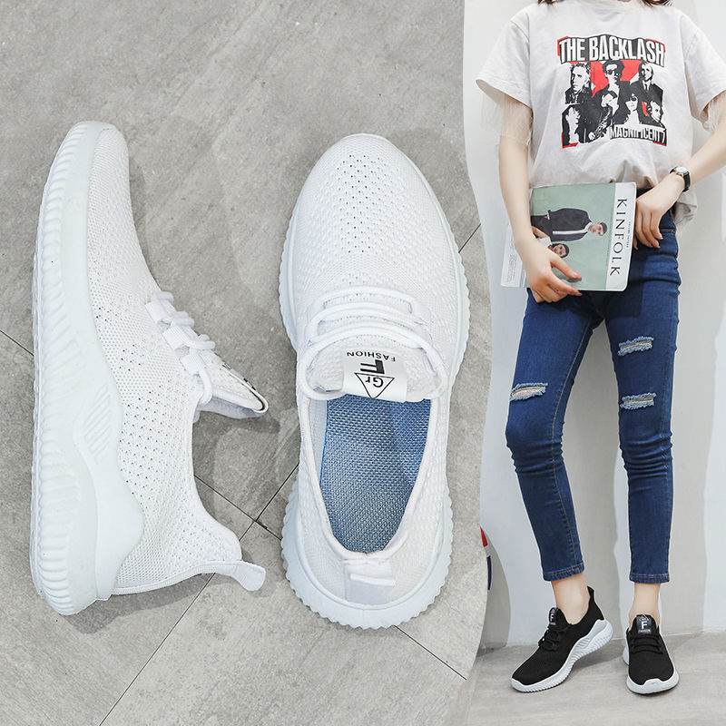Fashion sports women's new Korean version fashion running shoes designer fashion trend white breathable mesh sports shoes