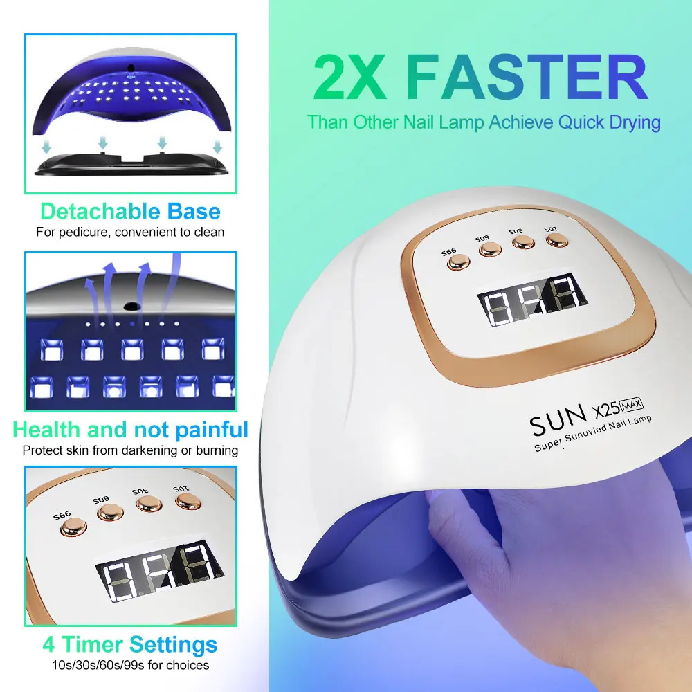81LED UV Nail Art Lamp Dryer with 4 Timers and Auto Sensor Curing Lamp Professional Curing Gel Nail Polish Manicure Tool 250517