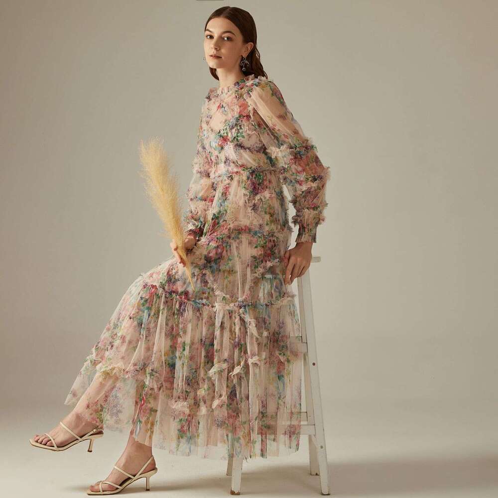 Maxi Dress Floral Spring And Autumn High End Evening French Long Wedding Women S Dress KQ