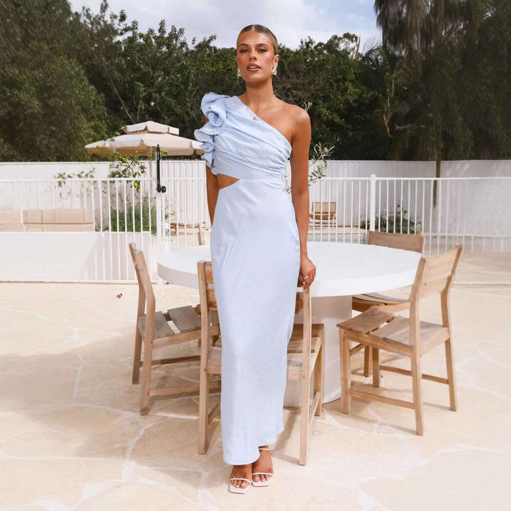Maxi Dress Year Summer New Fashionable Single Shoulder Slim Fit Dress KQ