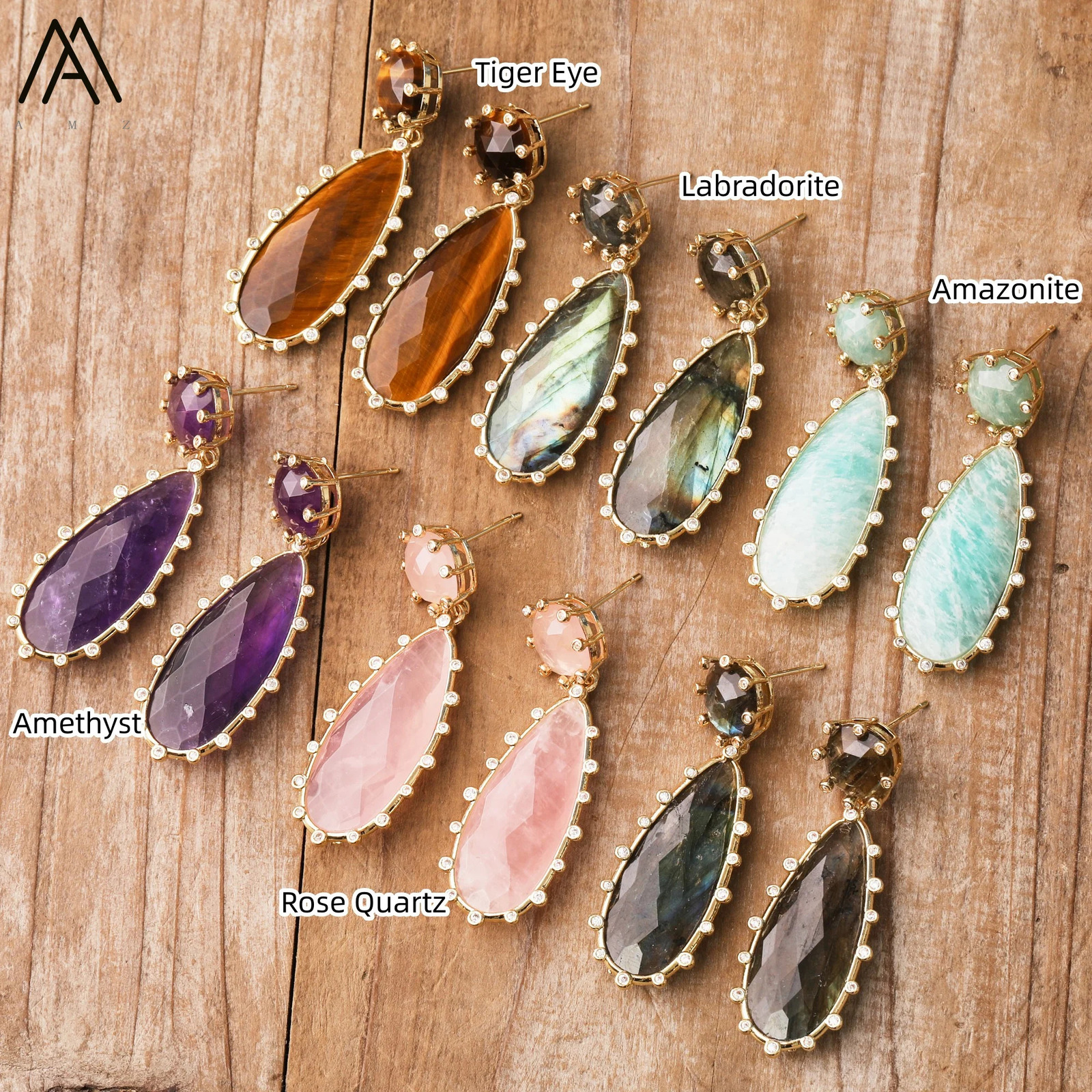 Long Dangle Earrings Women Teardrop ite Gemstones Stud Earrings Elegant Bold Party Wedding Jewelry Gifts Wholesale 250516