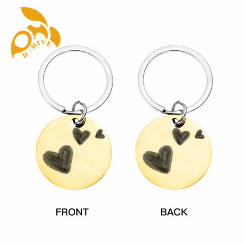 Stainless steel keychain (double-sided laser engraving) 3x3cm suitable for pet accessories.