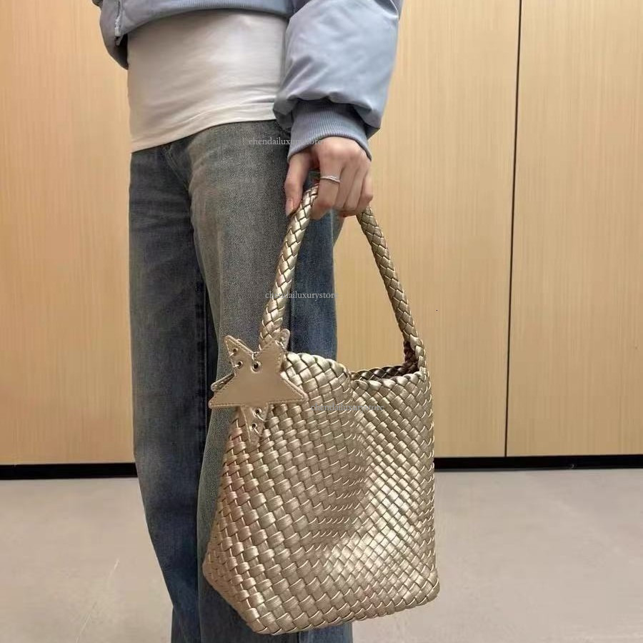 Women's Shoulder Bag Free Delivery Designer Bag Fashionable Niche Gold Hand Woven Handbag Casual Lazy Style Shoulder Bag Shopping Vegetable Baske