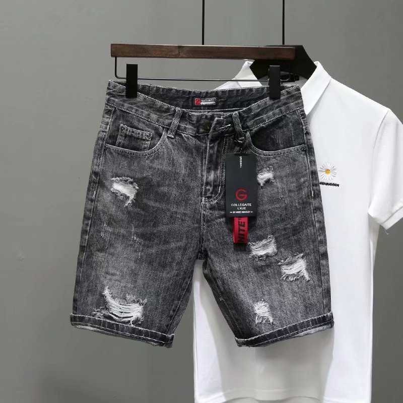 Ripped Jeans Shorts Mens Summer Fashion Brand Used Capris Personalized Beggar Pants Versatile