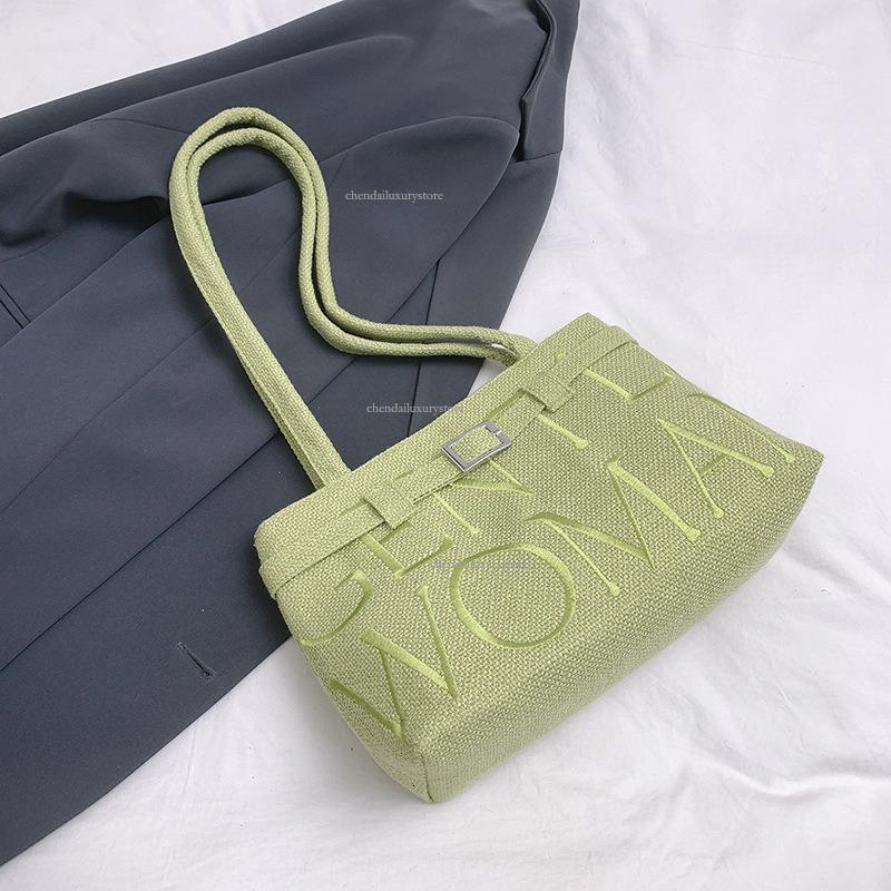 Free Delivery Designer Bag Women's Messenger Bag Thailand Fashion Letter Embroidery Cotton Linen Shoulder Bag New Versatile Student Casual Handba