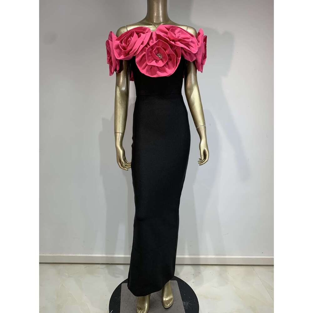 Maxi Dress New Bandage White Large Flower Long Dress KQ