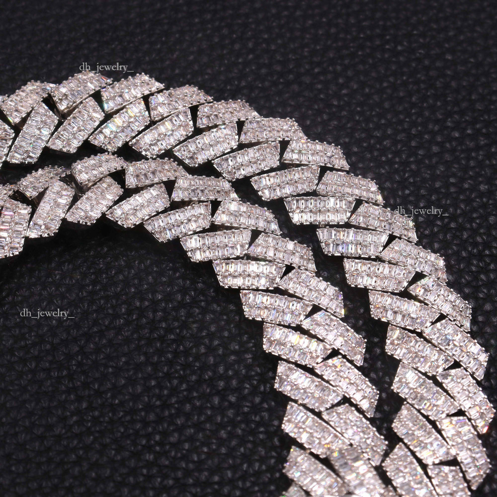 16mm Iced Out Dia Miami Cuban Link Chain CZ Sterling Sier Men Necklace 14k Gold Plated Hand Set
