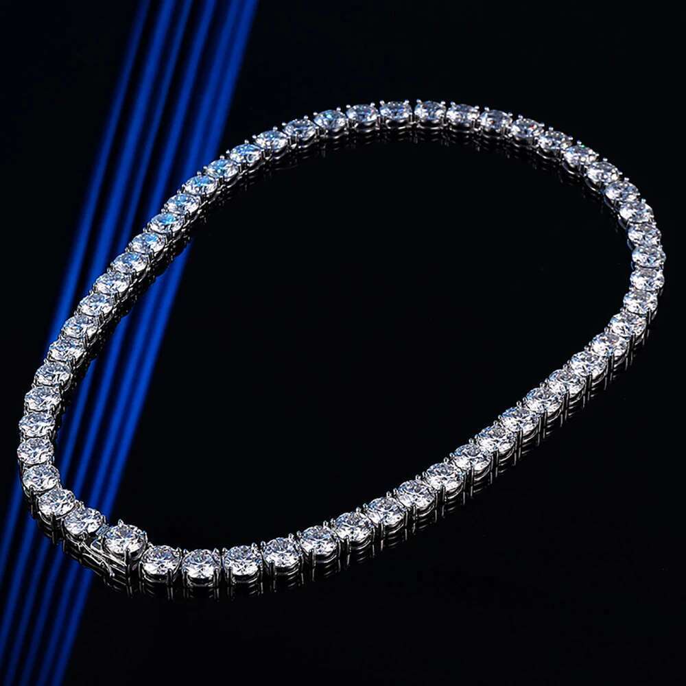 IGOTOS 2ct Full Moissanite Tennis Necklace Men Sterling Sier Certified 8mm Hip Hop Trendy Lab Dia Neck Chain