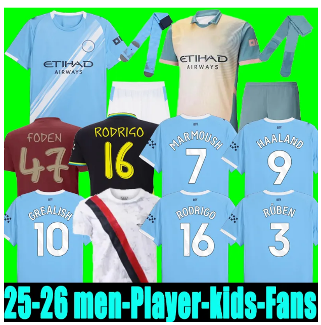 man city 25 26 HAALAND MARMOUSH SOCCER JERSEY GREALISH MAN CITIES DE BRUYNE FODEN city football tops shirt men DOKU man 2025 2026 city jerseys