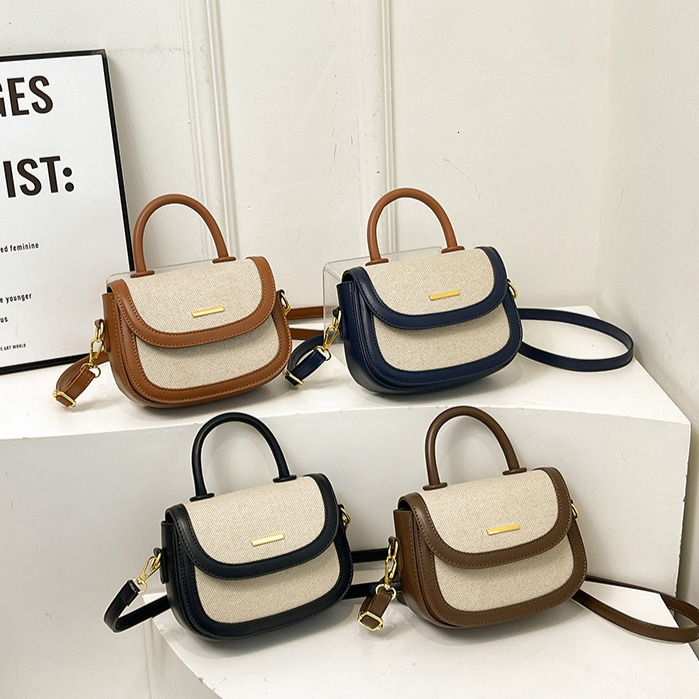 2025 Free Shipping Designer Bag Women's Handheld Fashion Color Contrast Splicing Single Shoulder Crossbody Bag Square Flip Bag Daily Portable Mak