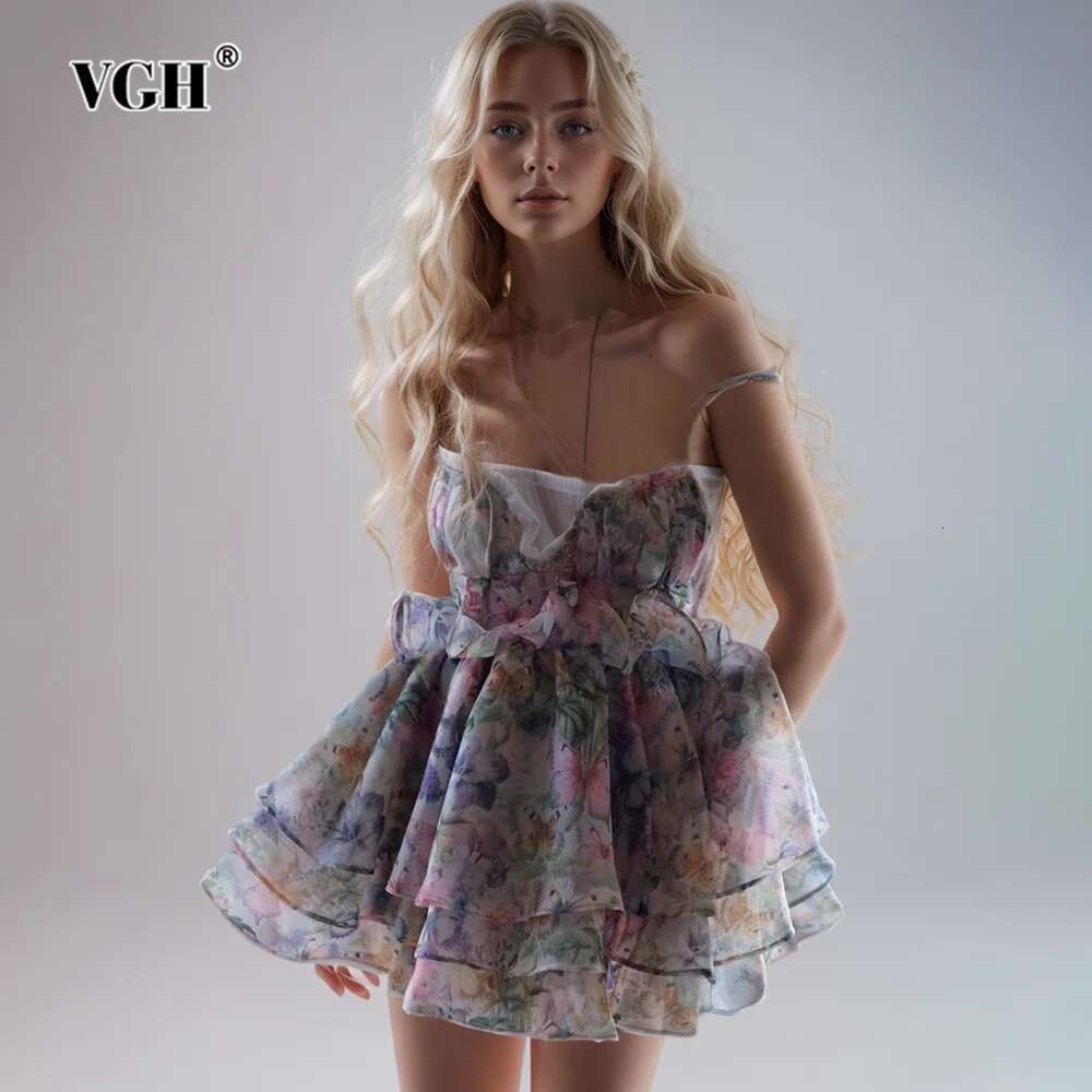 Hit Color Printing Patchwork Lace Up Dresses For Women Square Collar Sleeveless Backless High Waist Mini Dress Female New