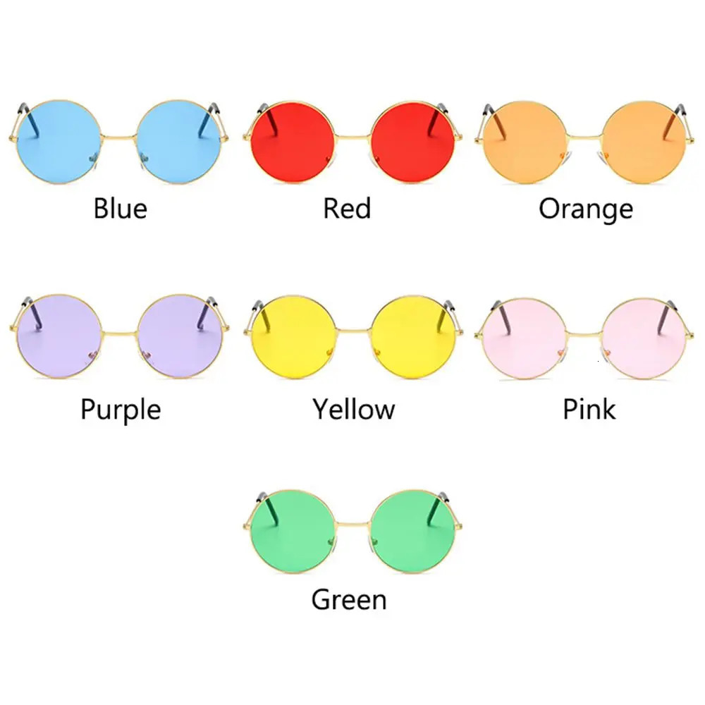 Fashion Retro Round Hippie Sunglasses for Women Men Trendy Punk Glasses Circle Metal UV Protection 250515