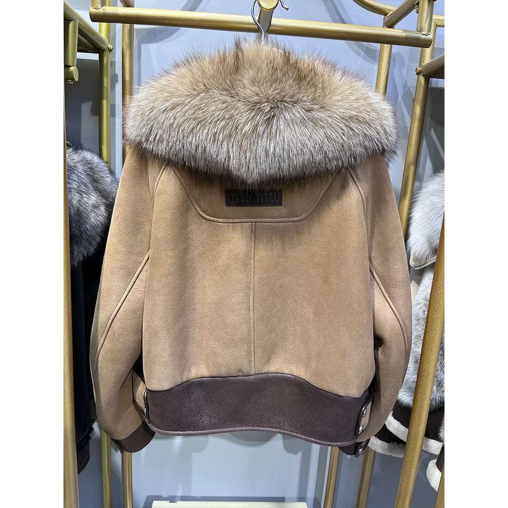 Winter Women Real Natural Fox Collar Mink Merino Sheep Fur Coat Genuine Leather Jacket Thick Female Coats Designer