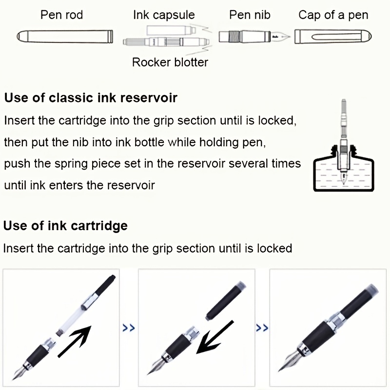 Jinhao Ink Fountain Pen Refill Ink Bottle Glass Cartridge Disposable Ink Bag Suitable for most fountain pens of Jinhao X750,X450,1200,1000,189,850,350