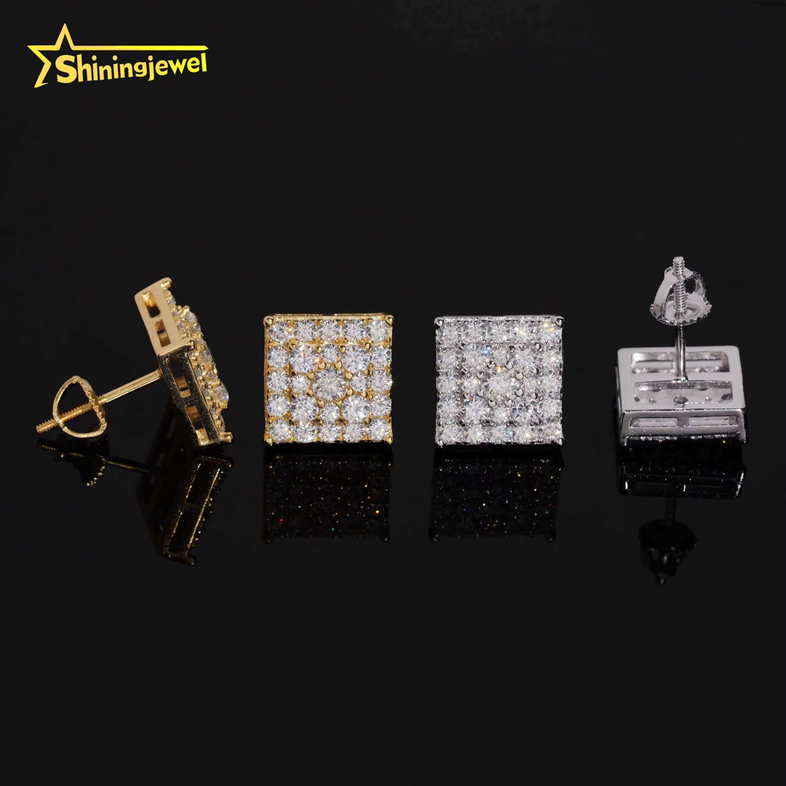 Hot Luxury Diamond Jewelry Pass Tester Stocks 925 Sterling Silver VVS Custom Sparkling Moissanite Stud Earring Men Earrings