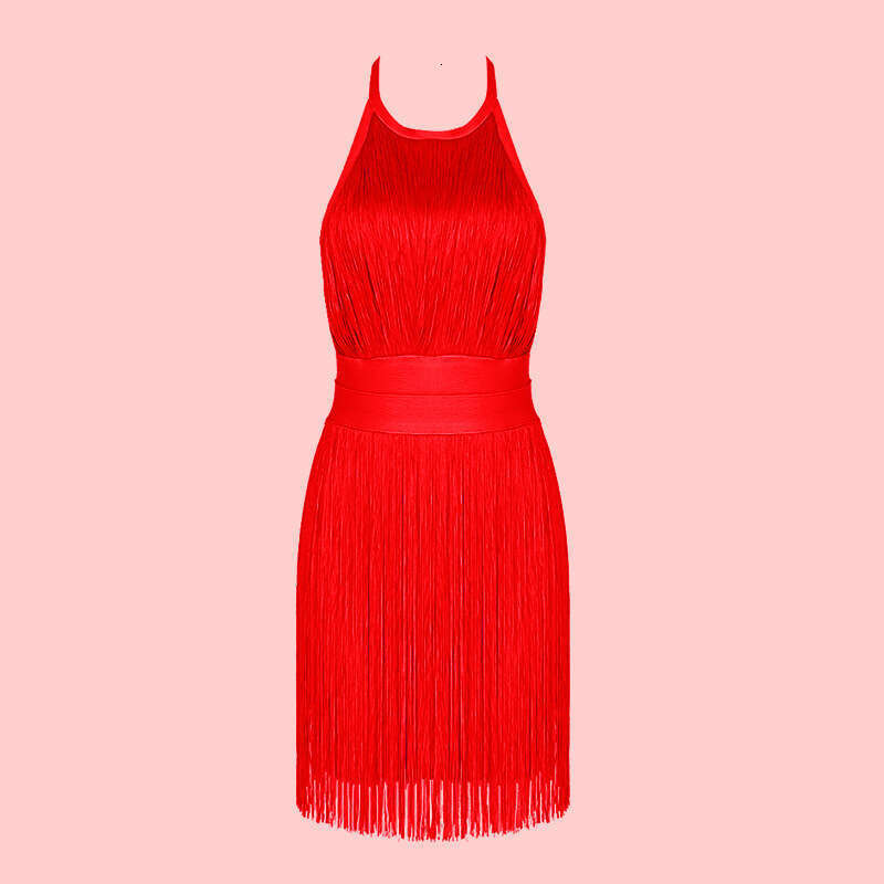 Maxi Dress Bandage Skirt Hanging Neck Tassel Summer Wear Design Sensation Slim Women S Short Dress KQ