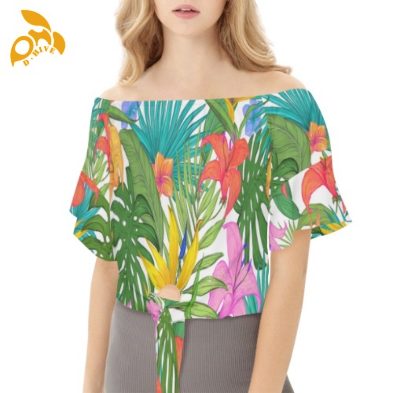 Free Shipping Designer Summer Oversize shirt Customized Tees Women's full-width one-shoulder lace-up short-sleeved T-shirt XS-3XL
