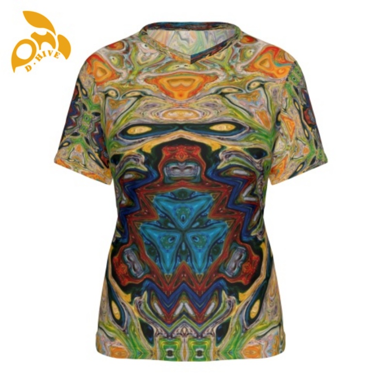 Free Shipping Designer Oversize shirt Customized Tees Women's V-neck short-sleeved full-width T-shirt made of polyester outdoor XS-6XL