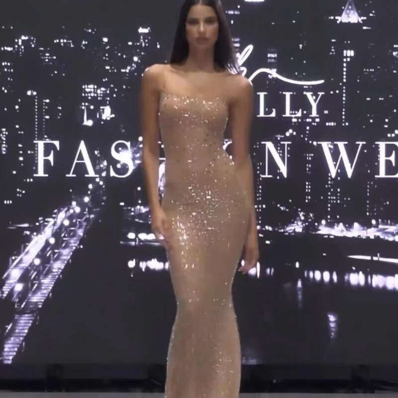 Maxi Dress High End Nude Sparkling Sequin Suspender High End Light Luxury Niche Banquet Sexy Birthday Dress Long Skirt Formai Dress