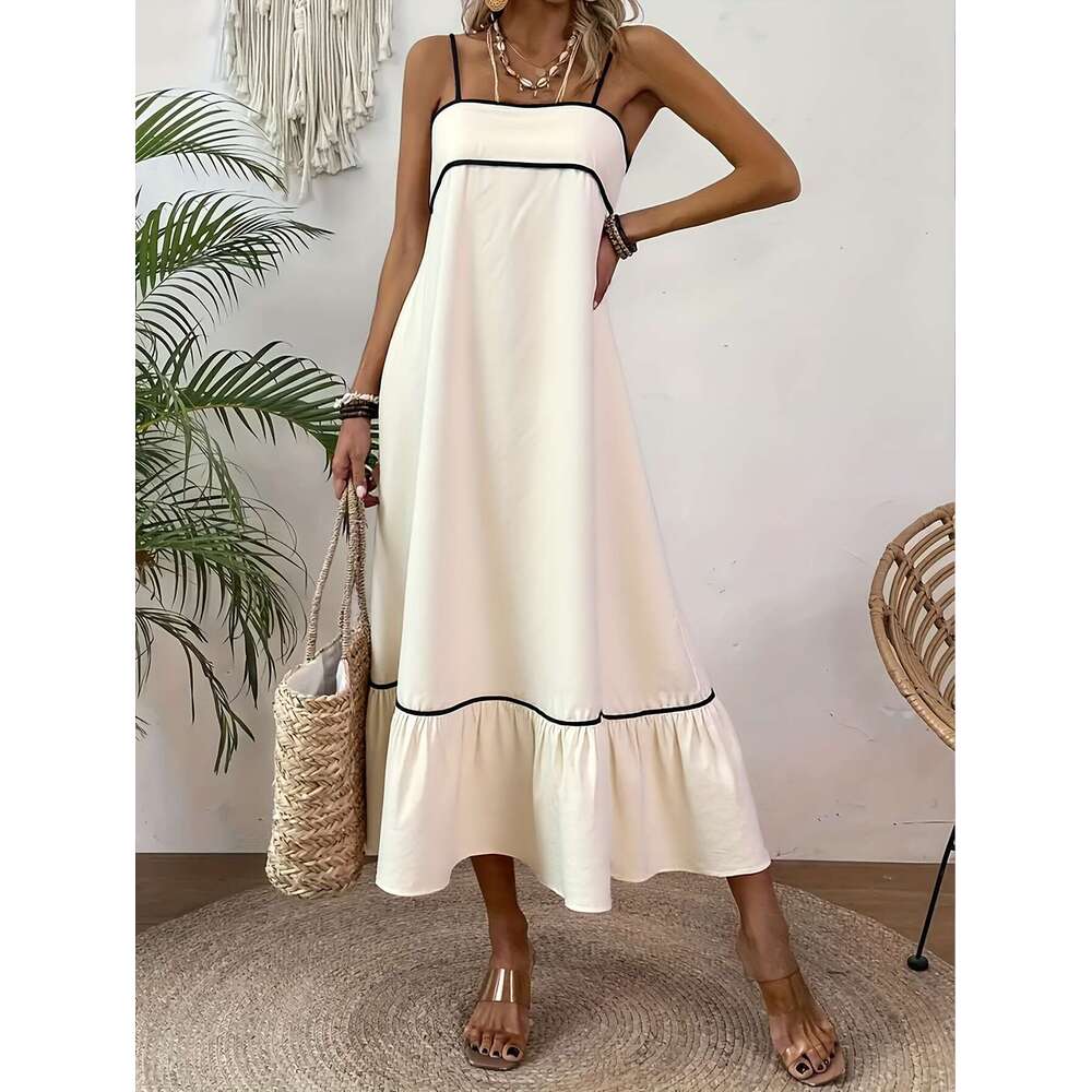 Maxi Dress Women S Summer Dress Sweet Solid Color Strap Skirt New Product KQ