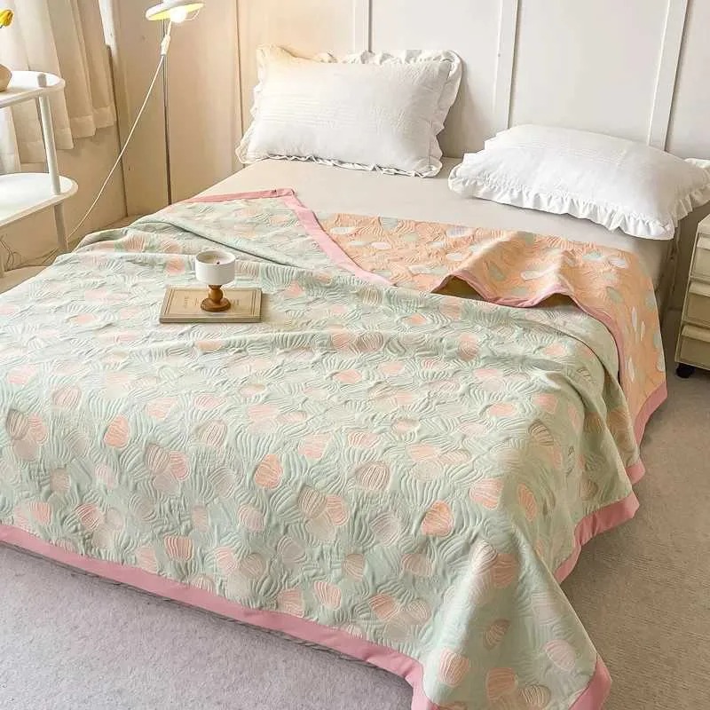 Bedding Sets 4Pcs Vintage French Printing Lace Ruffles Princess Set Milk Veet Warm Quilt Cover Bed Skirt Bedspread Pillowcases 220030