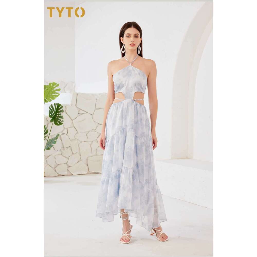 Maxi Dress Domestic Spring Summer New Style Hanging Neck Printed Backless Niche Design Dress KQ