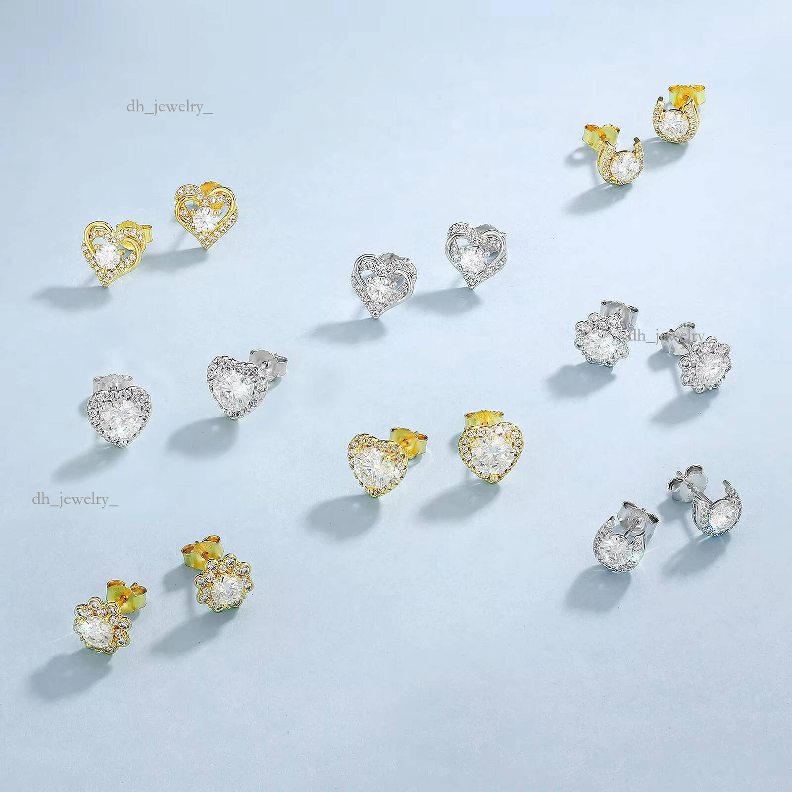 Sterling Sier 1ct 2ct GRA Dia Halo Stud Jewelry White Gold VVS Moissanite Flower Cluster Earring for Women Men